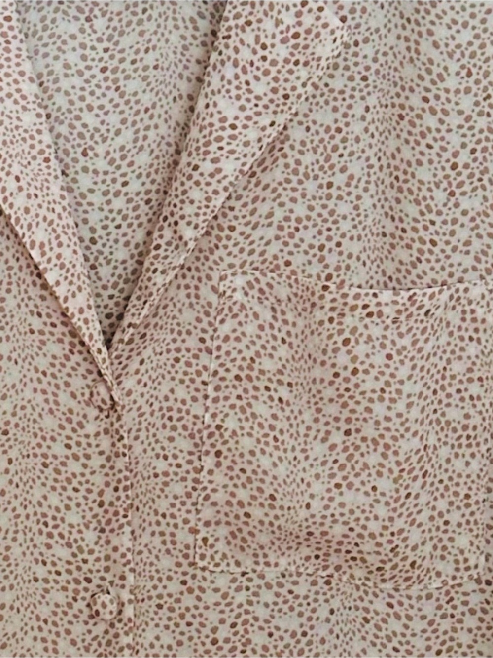 Worthington Tan and Cream Speckle Print Button-Front Shirt Blouse - Picture 5 of 8